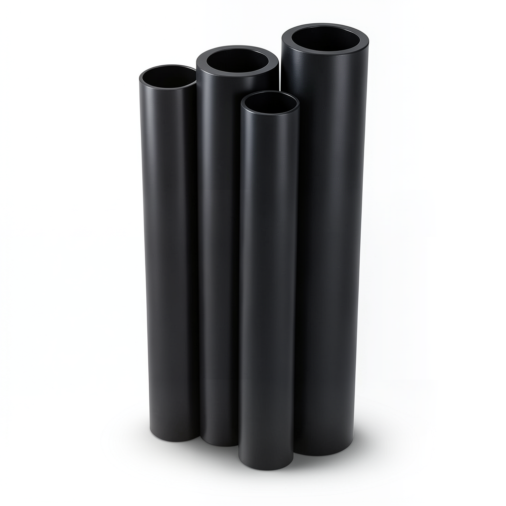 أنابيب HDPE PE 80 ضغط 10 بار قطر 250 مم سمك 18.4 مم لون أسود