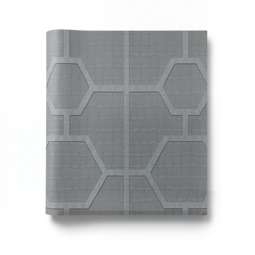 Italian Wall Decoration Geometric Design Gray, Roll Length 10 m