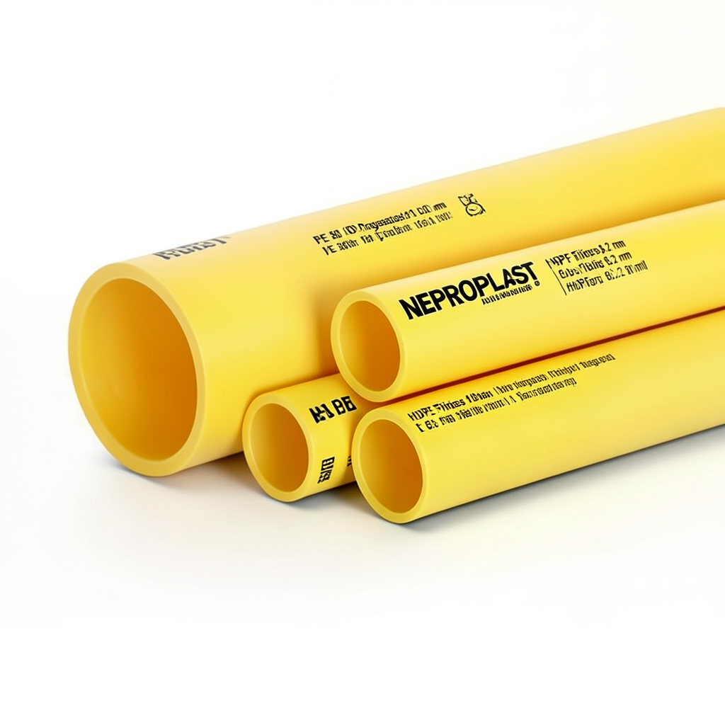 مواسير HDPE PE 80 ضغط 6 بار قطر خارجي 180 مم سمك 8.2 مم لون أصفر | نيبروبلاست