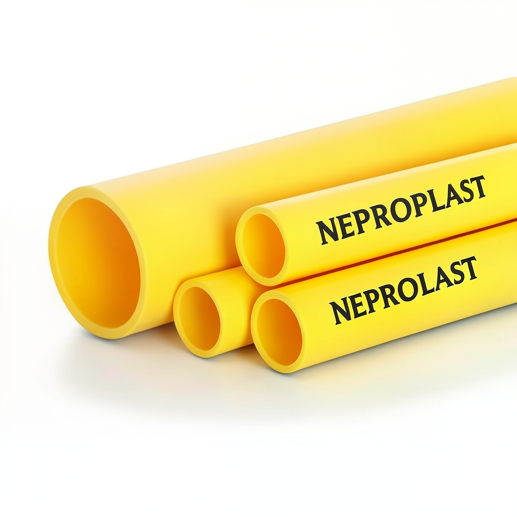 HDPE Pipes PE 80 Pressure 6 Bar Outside Diameter 200 mm Thickness 9.1 mm Yellow | NEPROPLAST