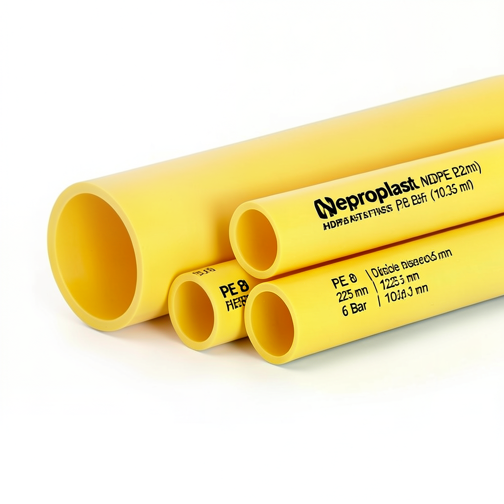 Neproplast HDPE Pipes PE 80 Pressure 6 Bar Outside Diameter 225 mm Thickness 10.3 mm Yellow | NEPROPLAST