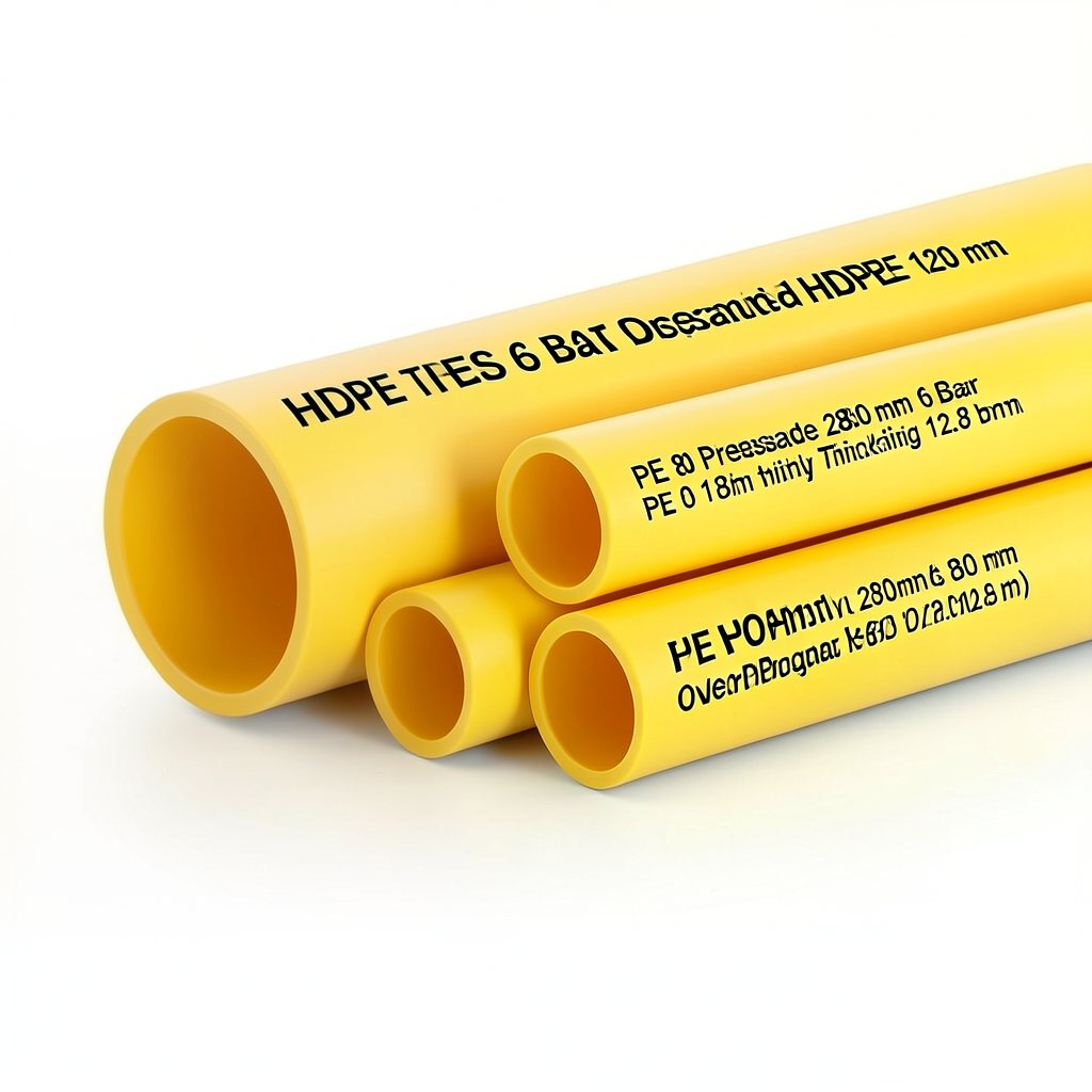 مواسير HDPE PE 80 ضغط 6 بار قطر خارجي 280 مم سمك 12.8 مم لون أصفر | نيبروبلاست