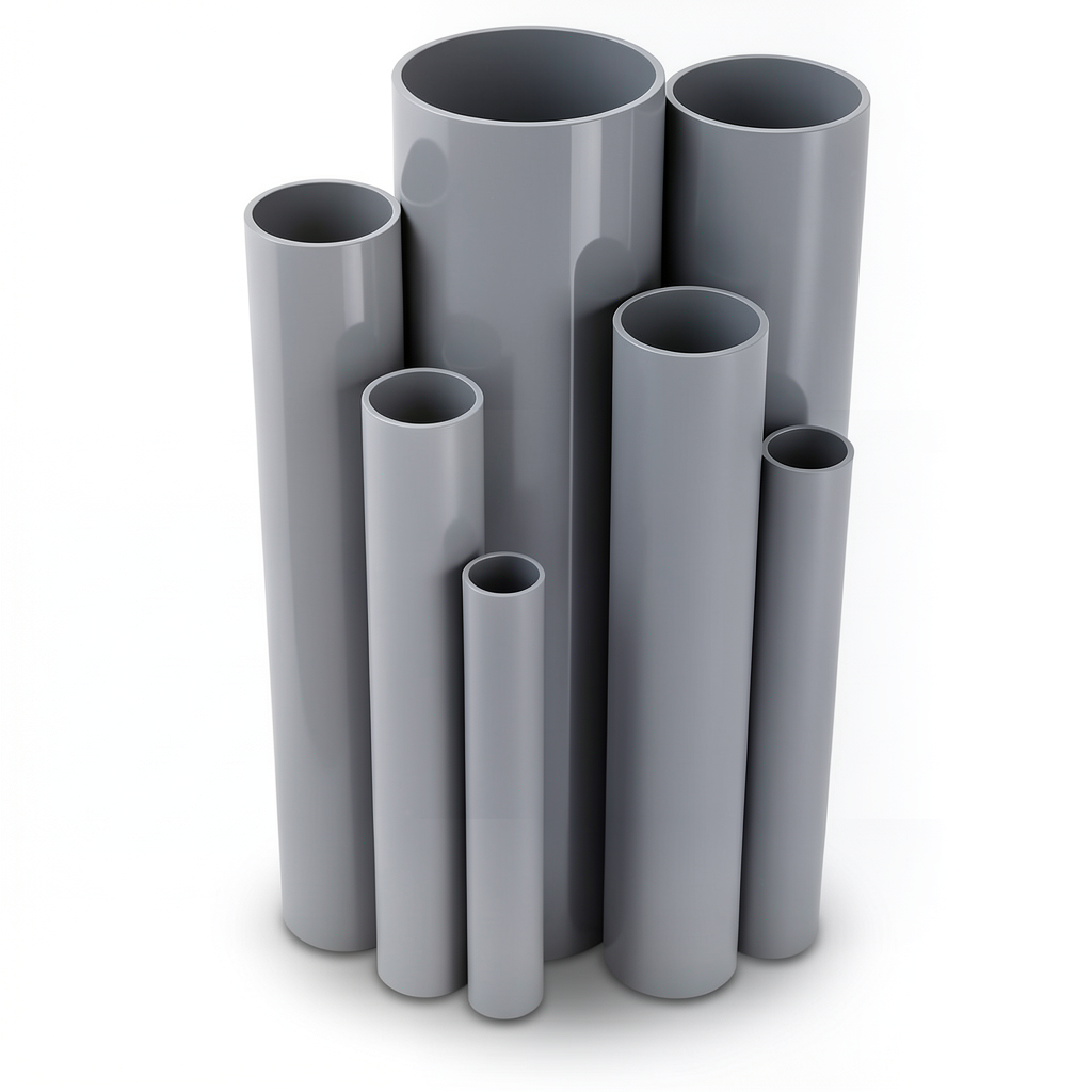UPVC Pipes 6 Bar Pressure 140 mm Diameter 3.8 mm Thickness Gray