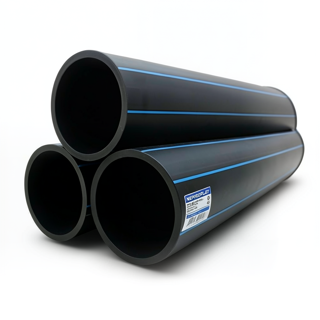 HDPE Pipes PE 80 10 Bar 250 mm OD 18.4 mm Thickness Black | NEPROPLAST