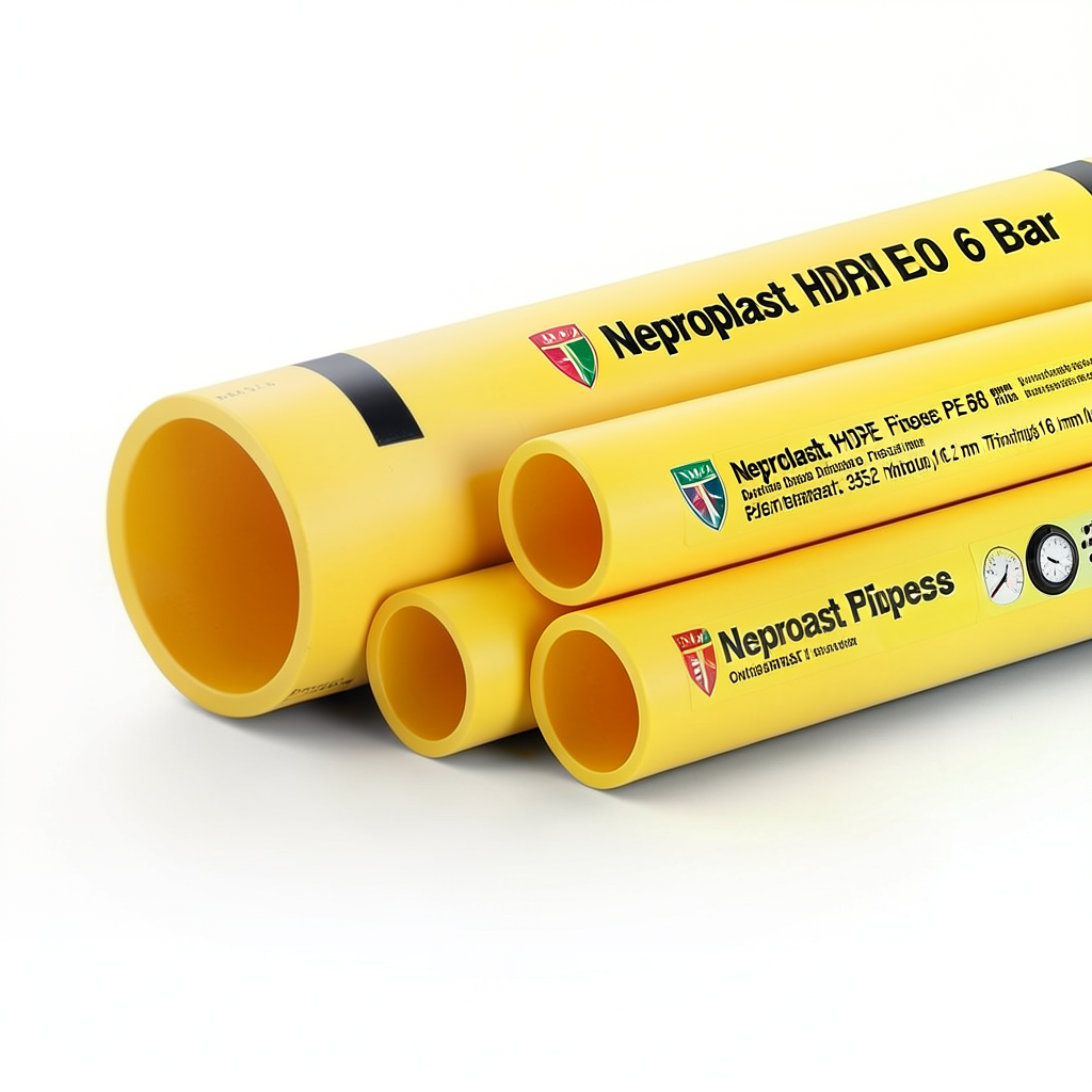 Neproplast HDPE Pipes PE 80 Pressure 6 Bar Outside Diameter 355 mm Thickness 16.2 mm Yellow | NEPROPLAST