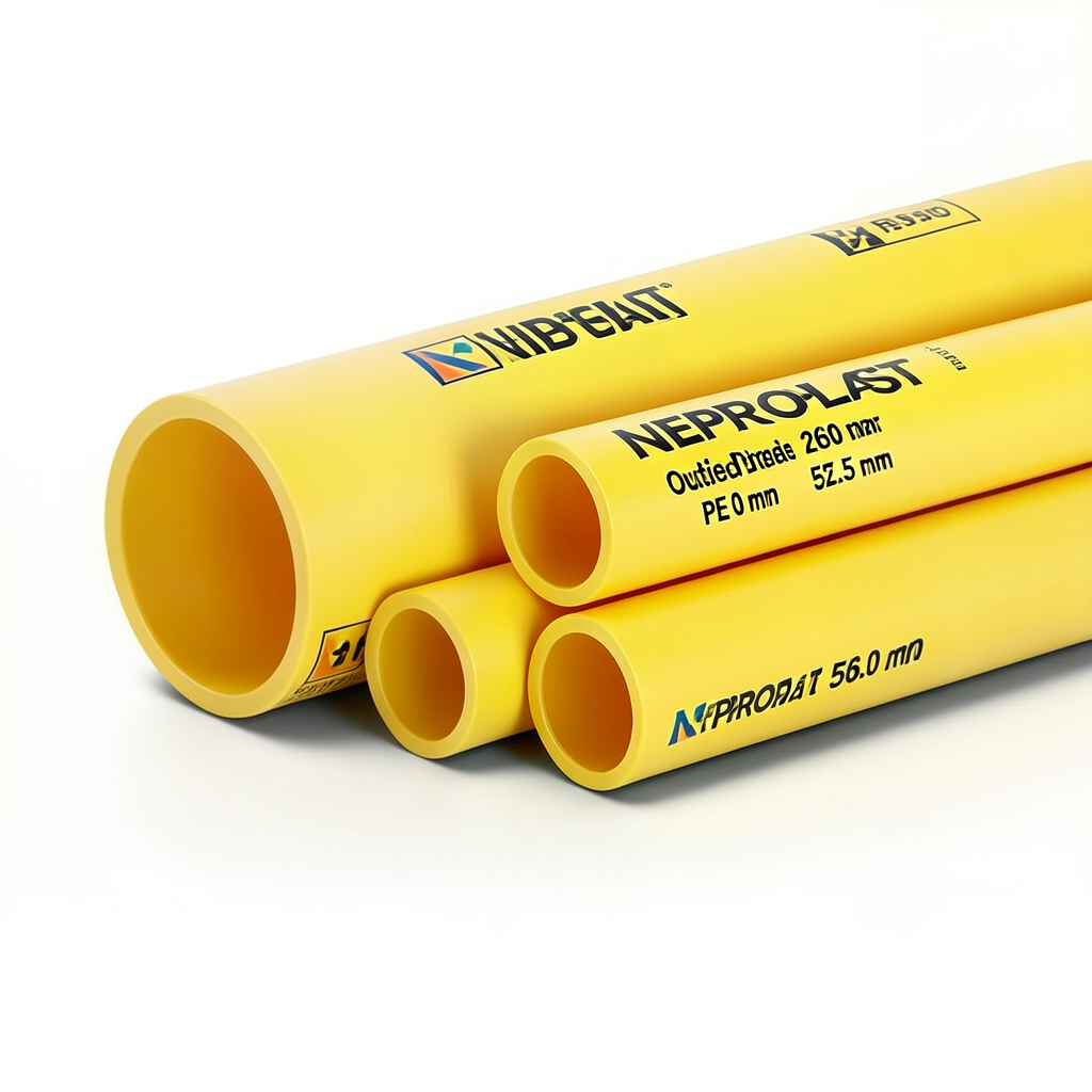 مواسير HDPE نيبروبلاست PE 80 ضغط 6 بار قطر خارجي 560 مم سمك 25.5 مم أصفر | نيبروبلاست