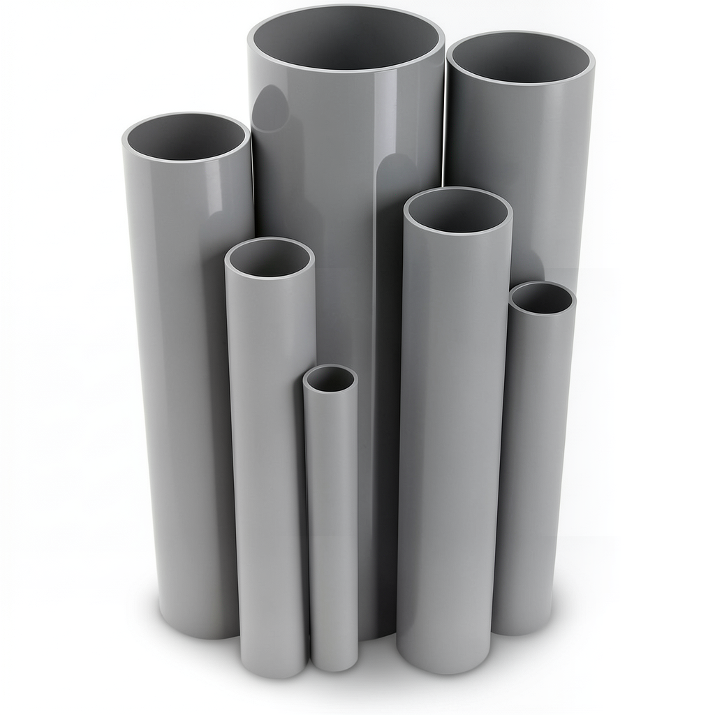 UPVC Pipes Outside Diameter 140.4 mm Thickness 3.1 mm Gray