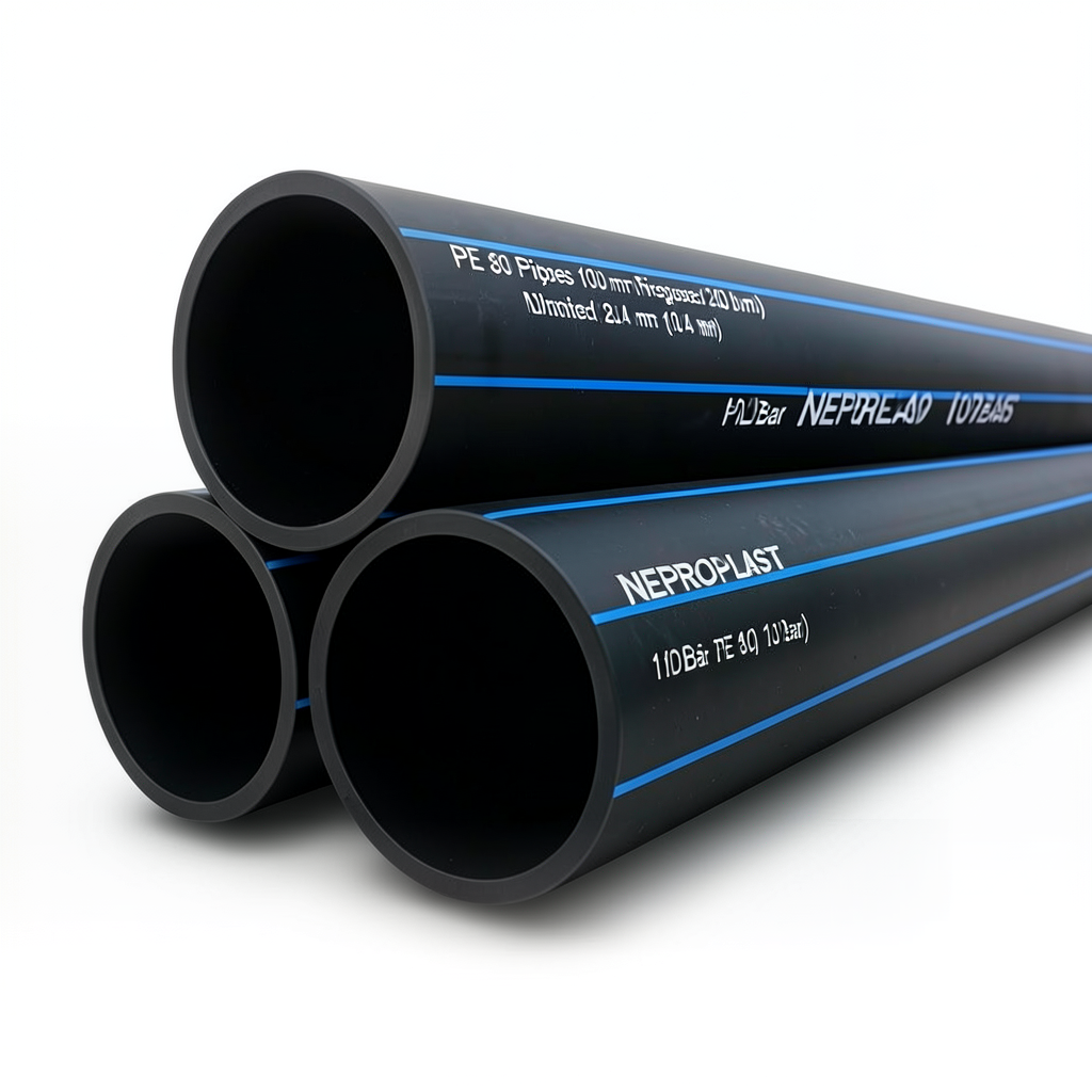 أنابيب HDPE PE 80 ضغط 10 بار قطر 400 مم سمك 29.4 مم لون أسود | نيبروبلاست