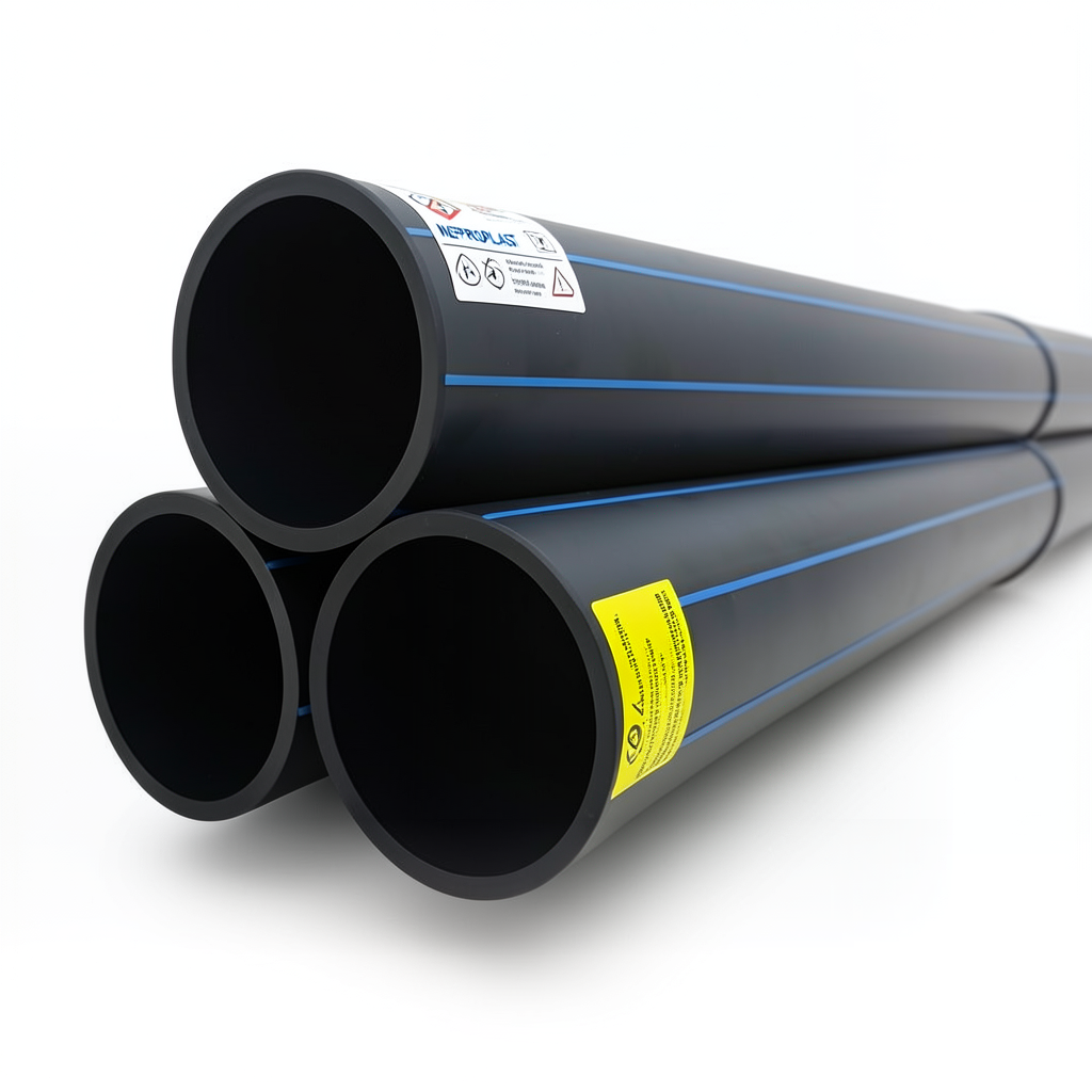 أنابيب HDPE PE 80 ضغط اسمي 10 بار قطر خارجي 500 مم سمك 36.8 مم لون أسود | نيبروبلاست
