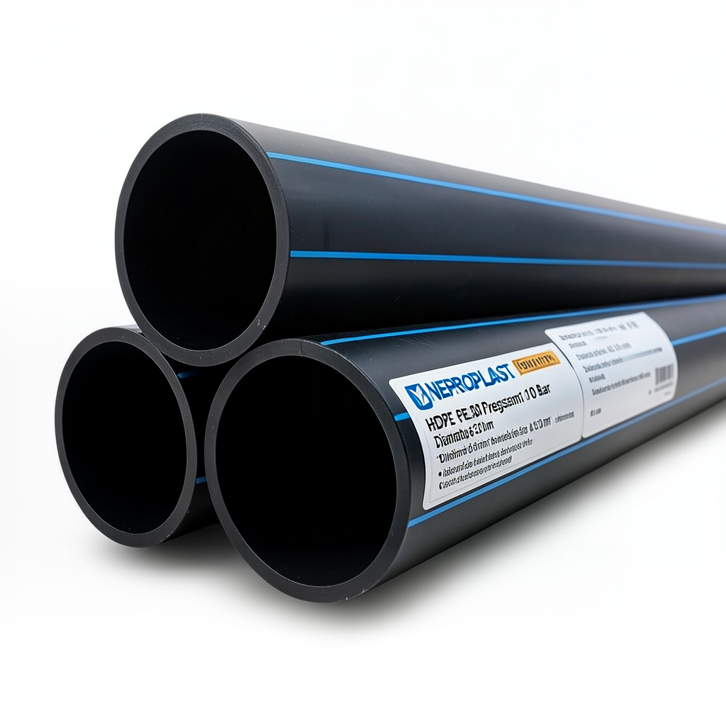 HDPE Pipes PE 80 Pressure 10 Bar Diameter 630 mm Thickness 46.3 mm Black | NEPROPLAST