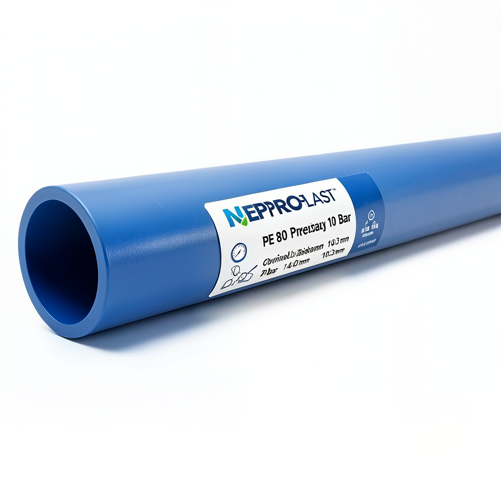HDPE Pipes PE 80 Nominal Pressure 10 Bar Outside Diameter 140 mm Thickness 10.3 mm Blue | NEPROPLAST