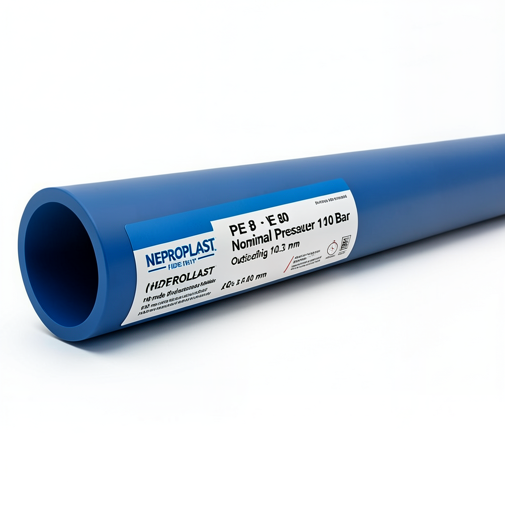 مواسير HDPE PE 80 ضغط اسمي 10 بار قطر خارجي 140 مم سمك 10.3 مم أزرق | نيبروبلاست