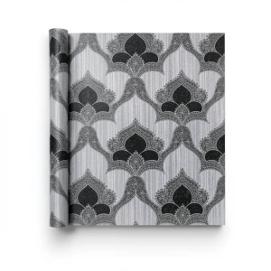 Italian Wall Covering 10m x 0.53m Gray with Black, Model 6241