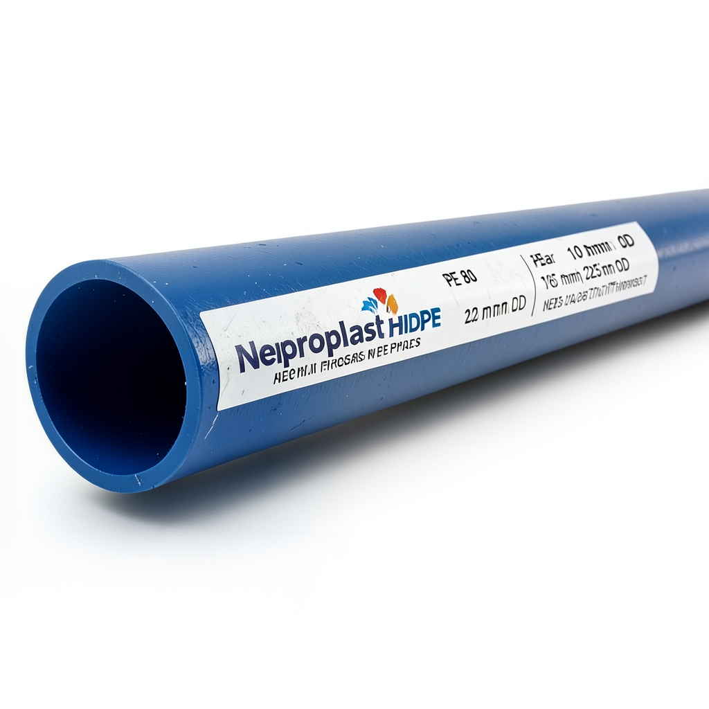 مواسير HDPE نيبروبلاست PE 80 ضغط 10 بار قطر خارجي 225 مم سمك 16.6 مم لون أزرق | نيبروبلاست