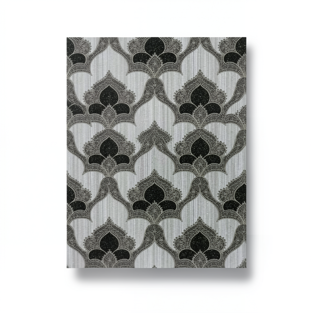 Italian Wall Covering 10m x 0.53m Gray with Black, Model 6241