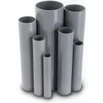 UPVC Pipes 15 Bar Pressure 219.4 mm Diameter 14.5 mm Thickness Gray