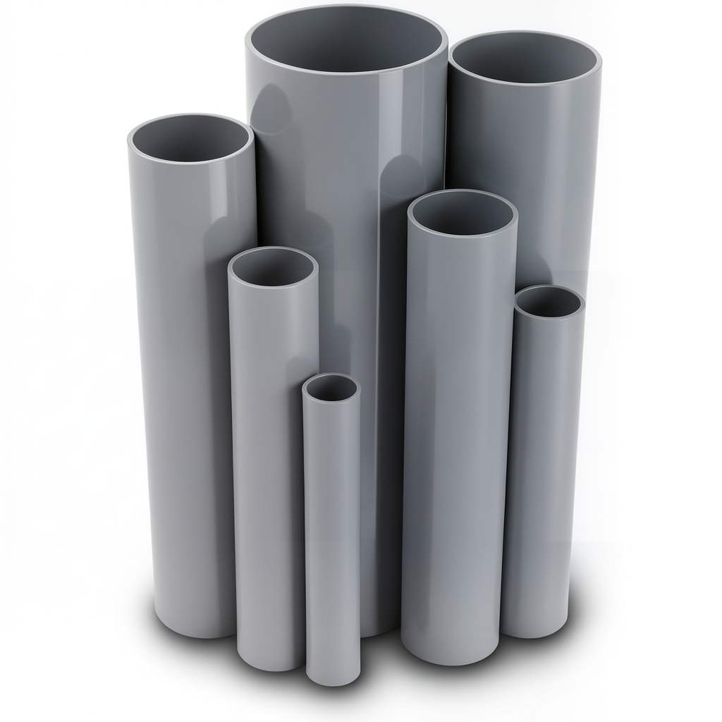 UPVC Pipes 15 Bar Pressure 219.4 mm Diameter 14.5 mm Thickness Gray