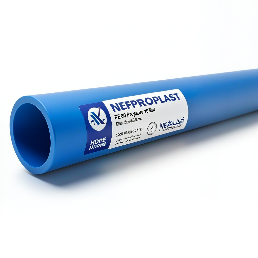 مواسير HDPE PE 80 ضغط 10 بار قطر 450 مم سمك 33.1 مم أزرق | نيبروبلاست