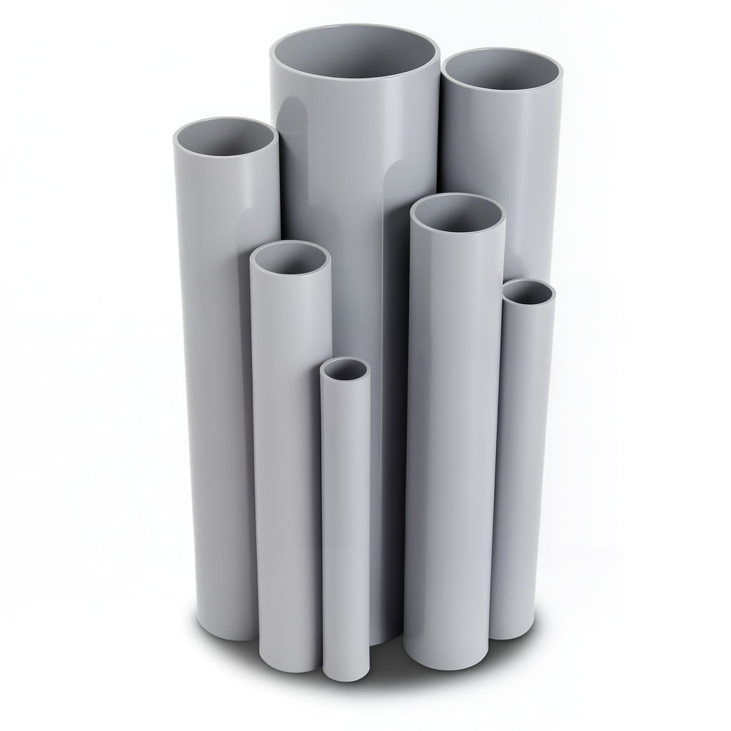 مواسير UPVC ضغط اسمي 6/20 بار مقاس 63 مم عمق التداخل 65 مم سمك 1.9 مم رمادي