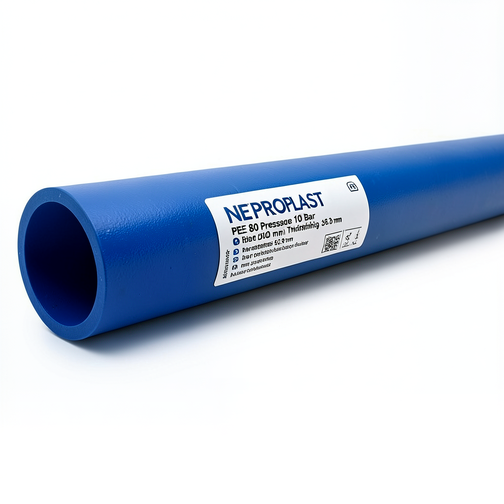 مواسير HDPE نيبروبلاست PE 80 ضغط 10 بار قطر 500 مم سمك 36.8 مم أزرق | نيبروبلاست