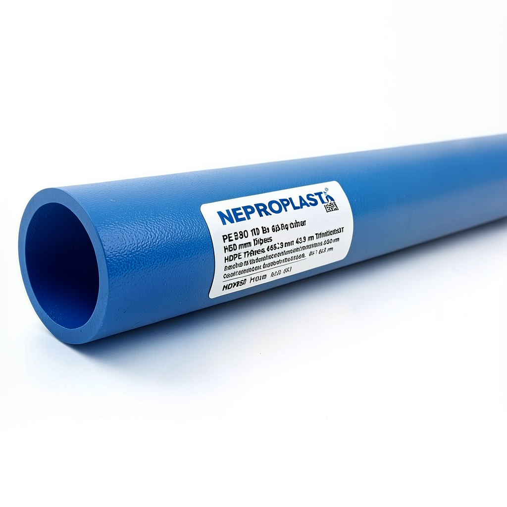 HDPE Pipes PE 80 10 Bar 630 mm Diameter 46.3 mm Thickness Blue | NEPROPLAST