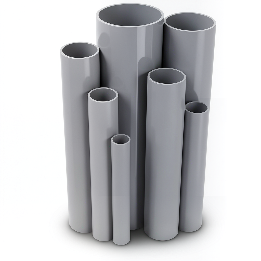 مواسير UPVC ضغط اسمي 6/20 بار مقاس 63 مم عمق التداخل 65 مم سمك 1.9 مم رمادي