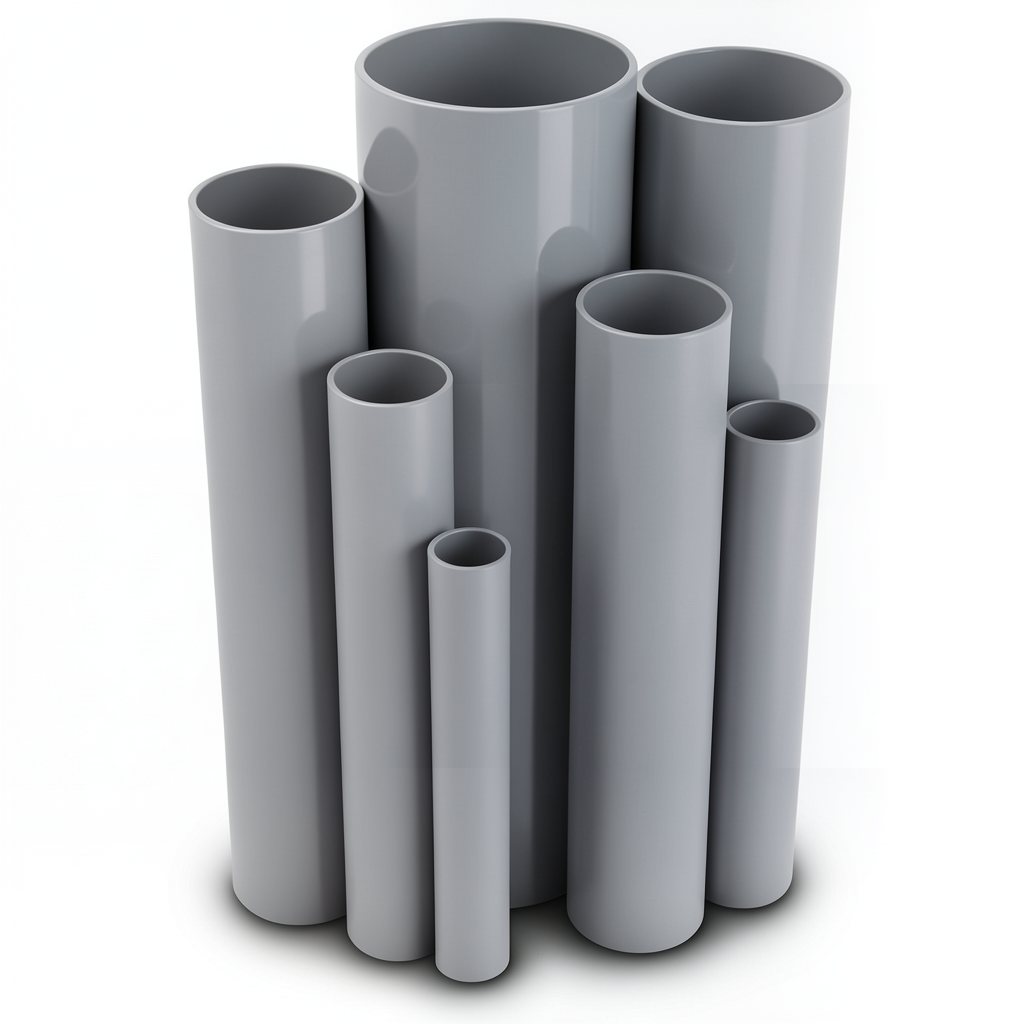 UPVC Pipes Nominal Pressure 6/20, 90 mm Outside Diameter, 2.7 mm Thickness, Gray