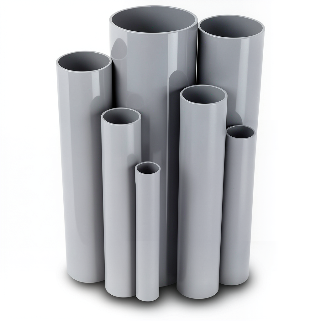 مواسير UPVC ضغط 6/20 قطر خارجي 140 مم سمك 4.1 مم لون رمادي