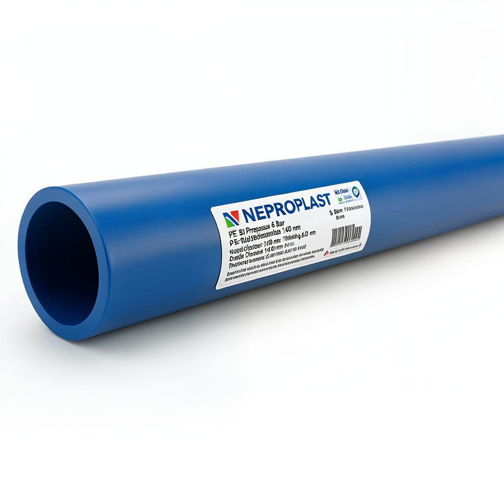 مواسير HDPE PE 80 ضغط 6 بار قطر خارجي 140 مم سمك 6.4 مم لون ازرق | نيبروبلاست