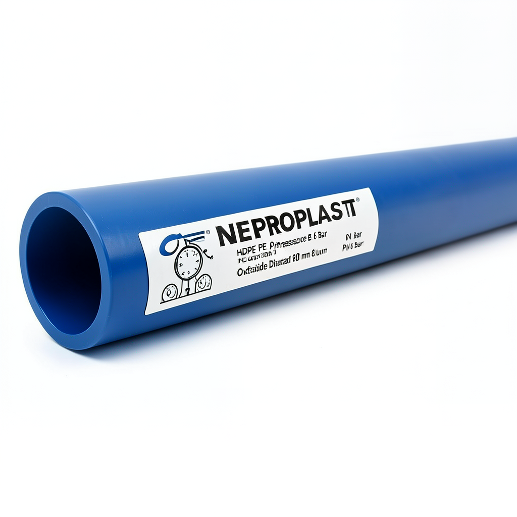 مواسير HDPE PE 80 ضغط 6 بار قطر خارجي 180 مم سمك 8.2 مم لون أزرق | نيبروبلاست