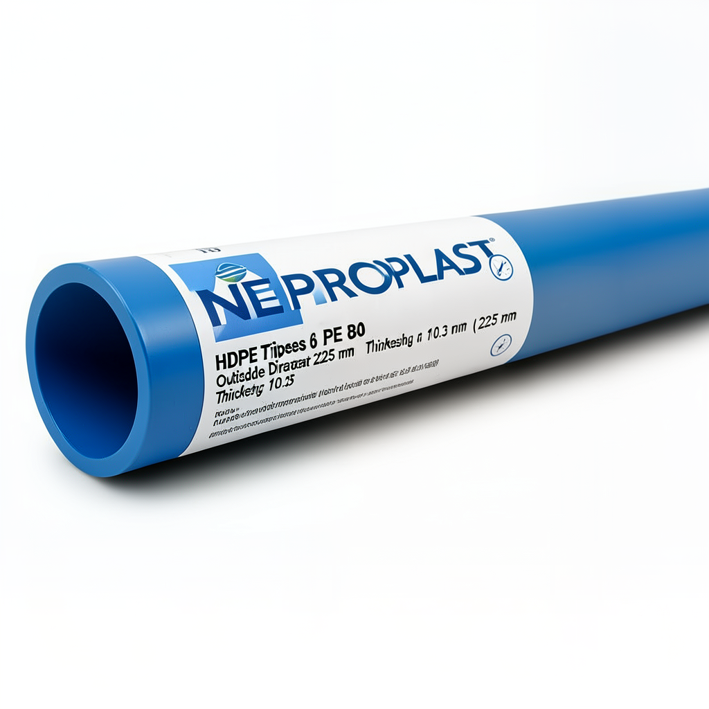 HDPE Pipes PE 80 Pressure 6 Bar Outside Diameter 225 mm Thickness 10.3 mm Blue | NEPROPLAST