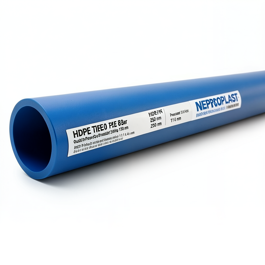 مواسير HDPE PE 80 ضغط 6 بار قطر خارجي 250 مم سمك 11.4 مم لون ازرق | نيبروبلاست