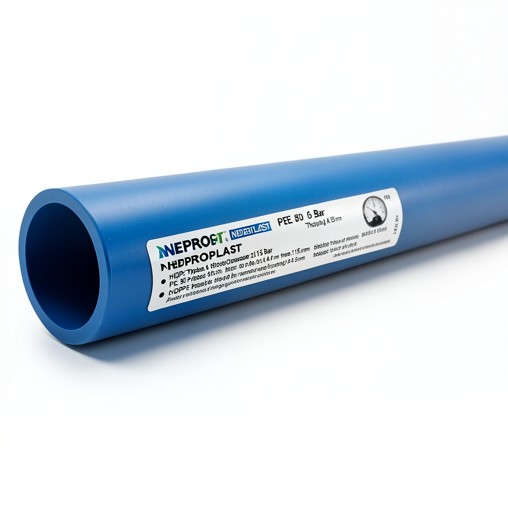 مواسير HDPE PE 80 ضغط 6 بار قطر خارجي 315 مم سمك 14.4 مم لون ازرق | نيبروبلاست