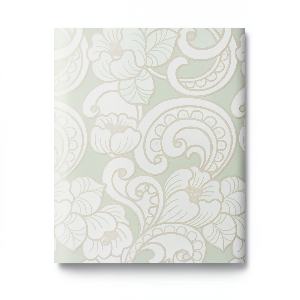 Italian Wall Decoration Floral Wallpaper 10m x 0.73m Pale Green