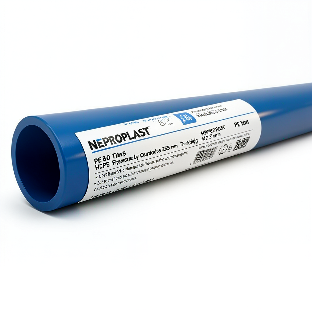 مواسير HDPE PE 80 ضغط 6 بار قطر خارجي 355 مم سمك 16.2 مم لون أزرق | نيبروبلاست