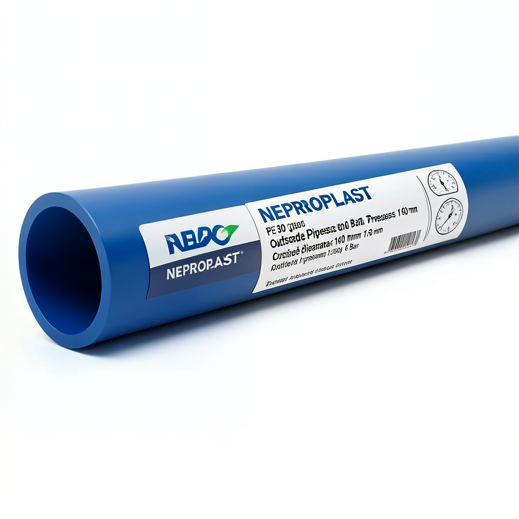 مواسير HDPE نيبروبلاست PE 80 ضغط 6 بار قطر خارجي 160 مم سمك 7.3 مم لون ازرق | نيبروبلاست