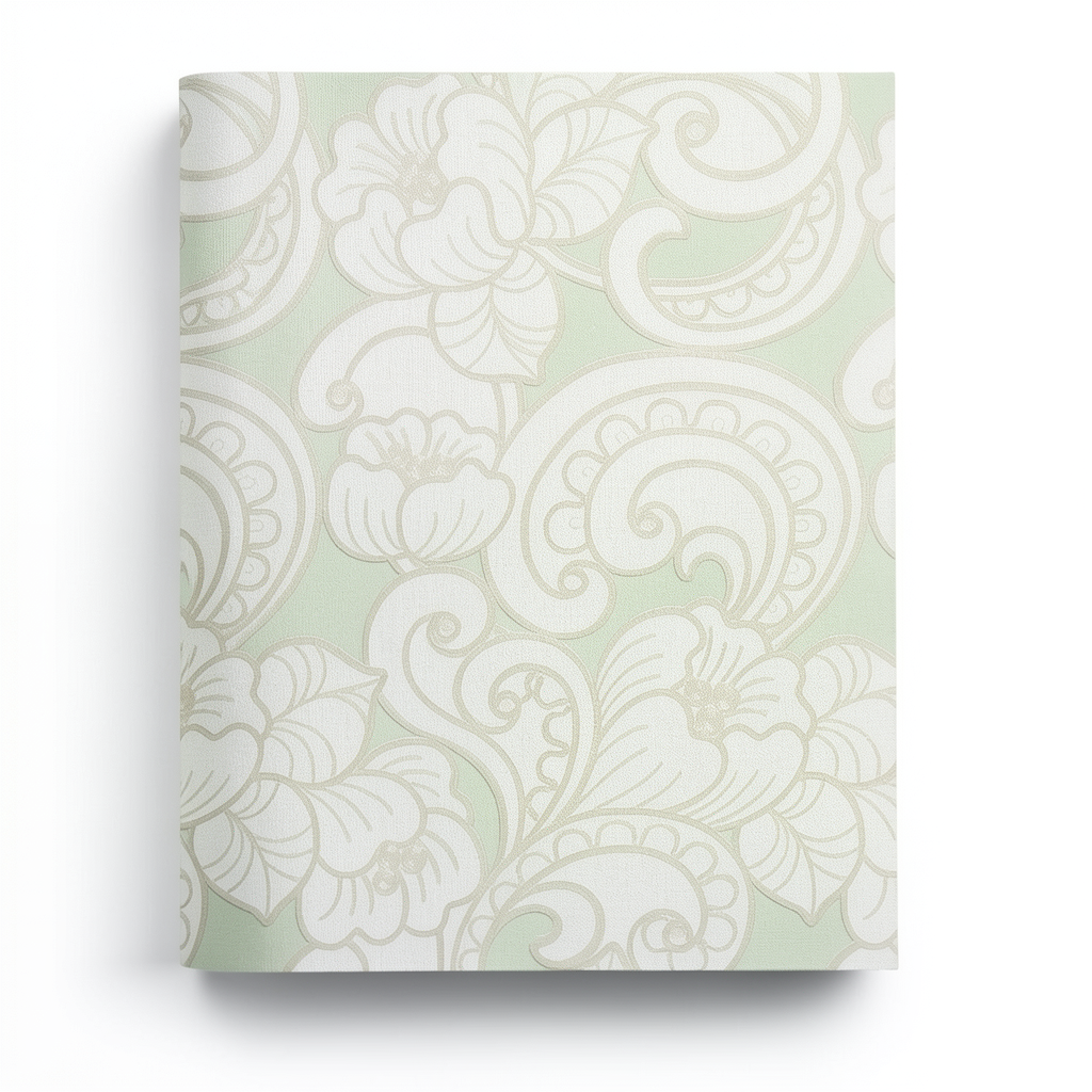 Italian Wall Decoration Floral Wallpaper 10m x 0.73m Pale Green