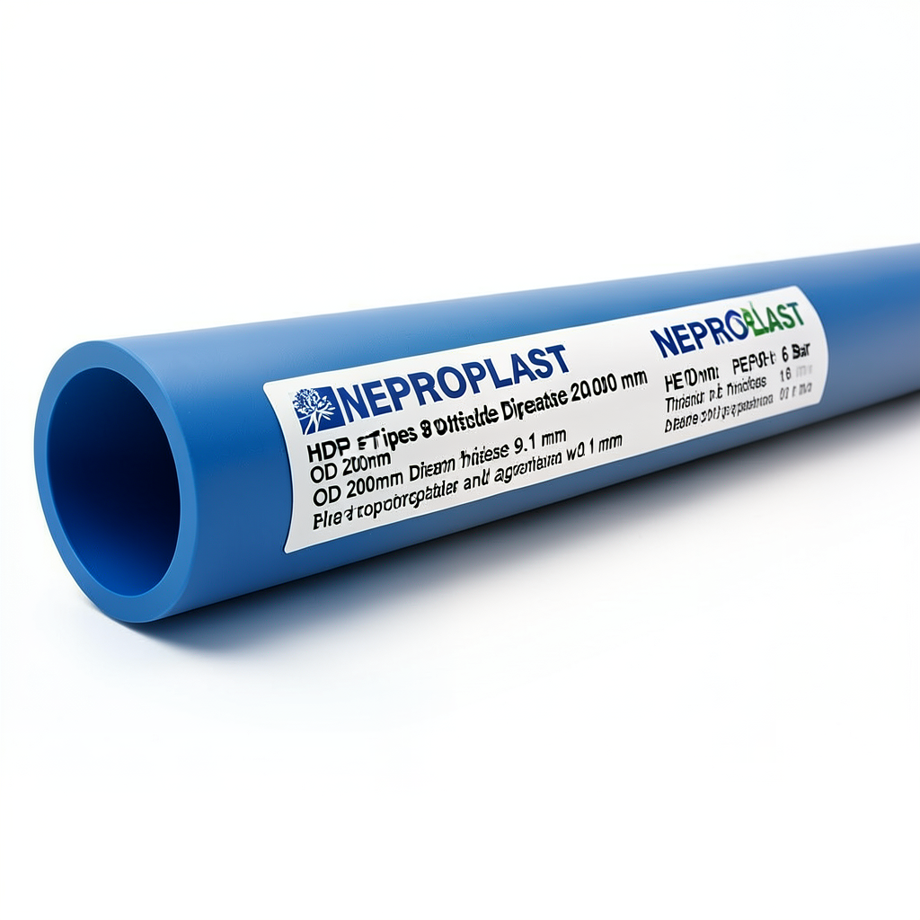 HDPE Pipes PE 80 Pressure 6 Bar Outside Diameter 200 mm Thickness 9.1 mm Blue | NEPROPLAST