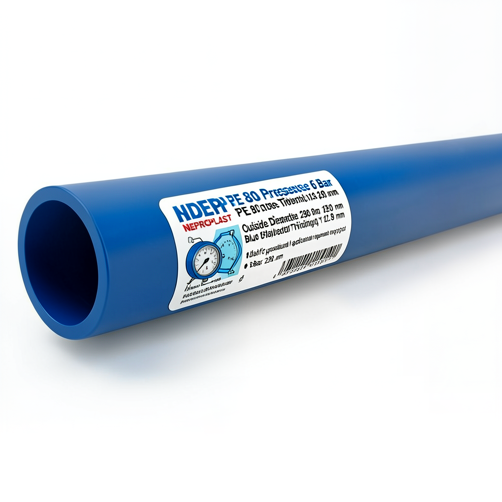 HDPE Pipes PE 80 Pressure 6 Bar Outside Diameter 280 mm Thickness 12.8 mm Blue | NEPROPLAST