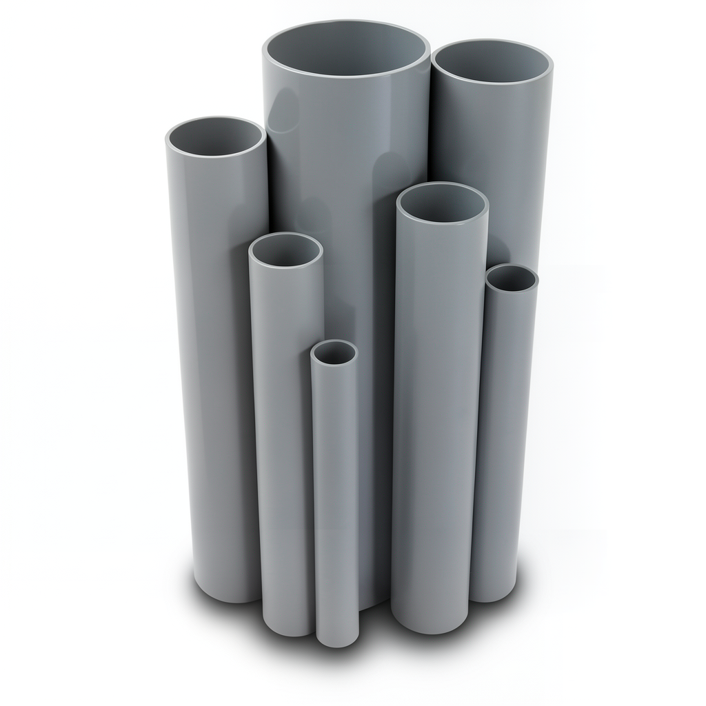 UPVC Pipes Nominal Pressure 10/20 Outside Diameter 200 mm Thickness 9.6 mm Gray