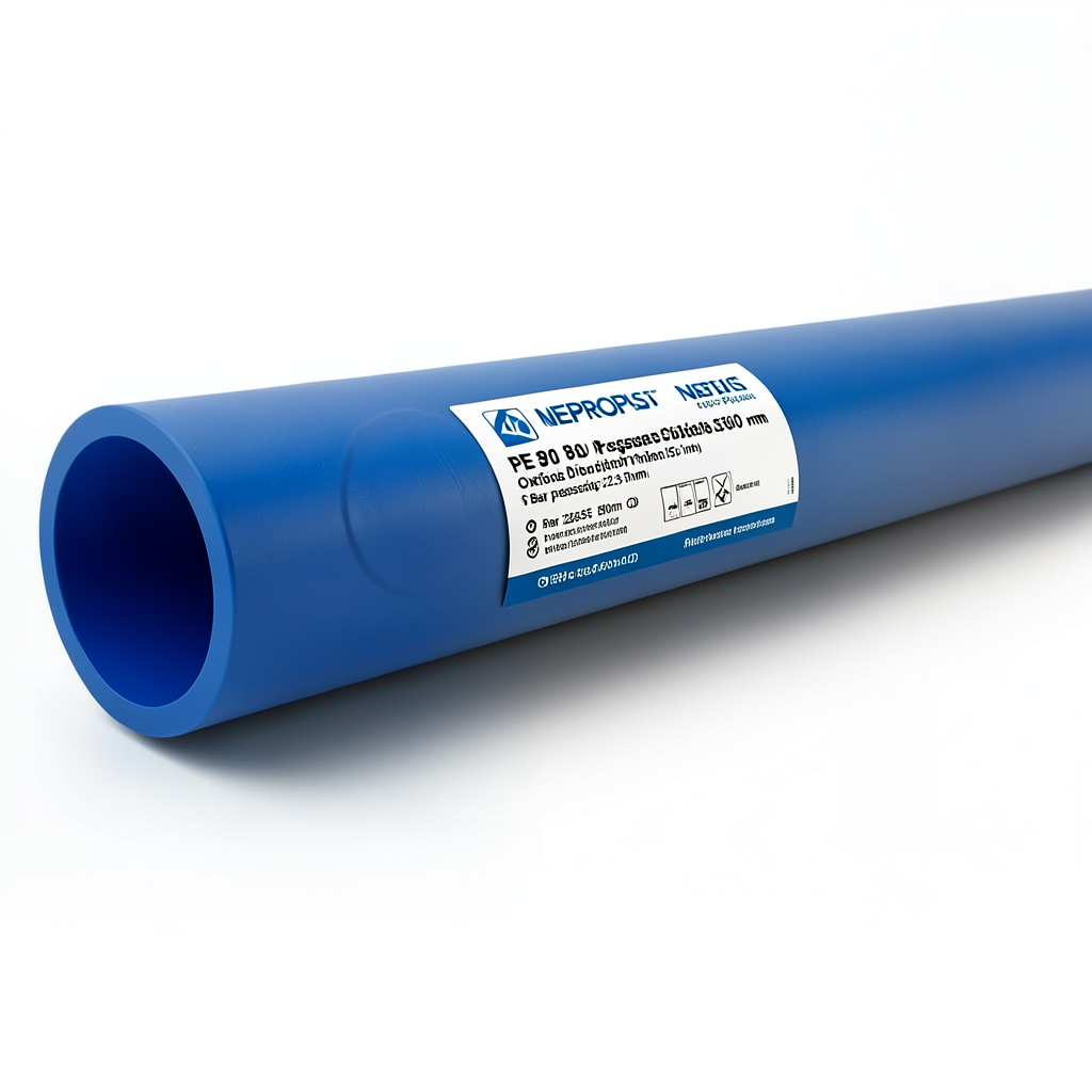 HDPE Pipes PE 80 Pressure 6 Bar Outside Diameter 560 mm Thickness 25.5 mm Blue | NEPROPLAST