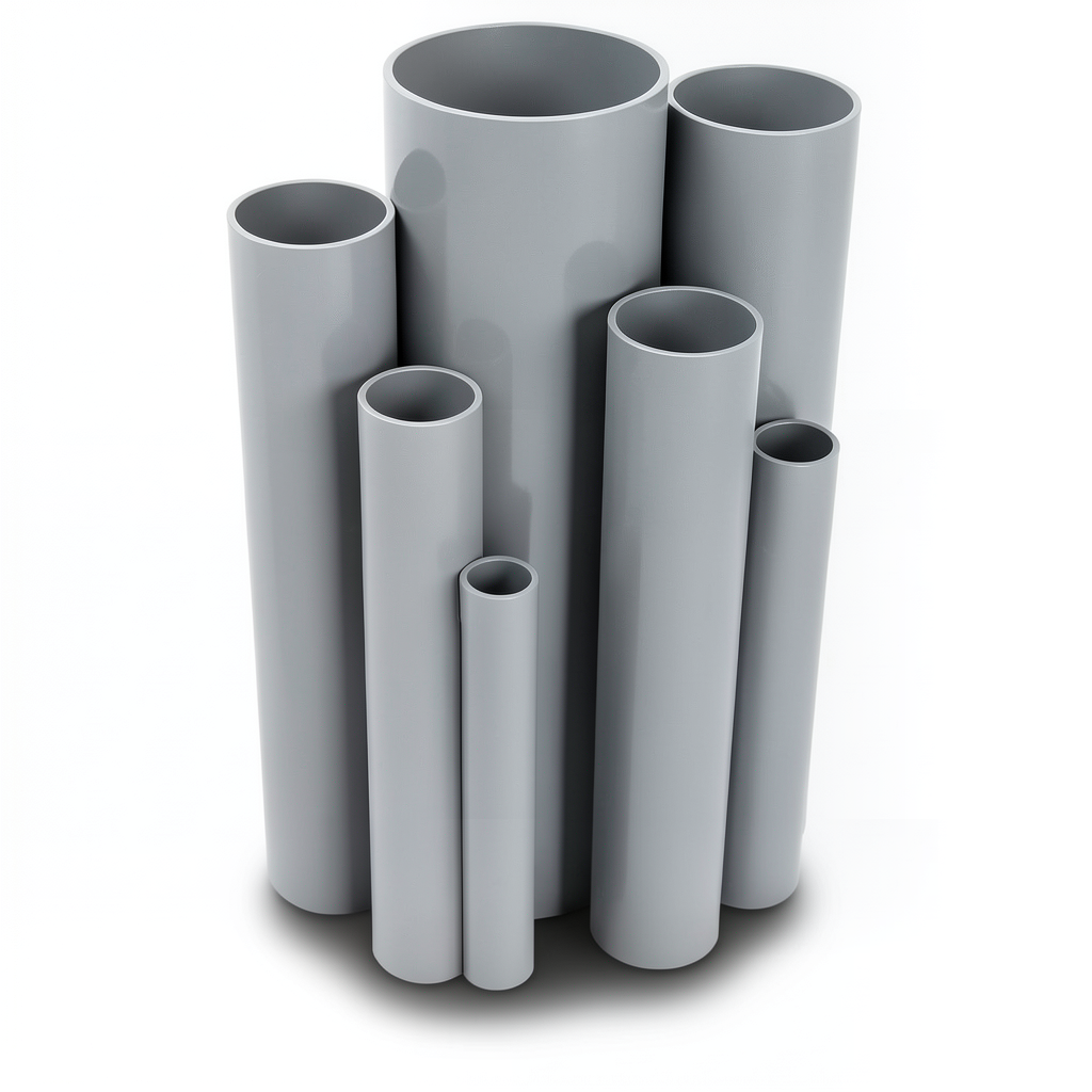 مواسير UPVC ضغط 10/20 قطر خارجي 250 مم سمك 11.9 مم لون رمادي