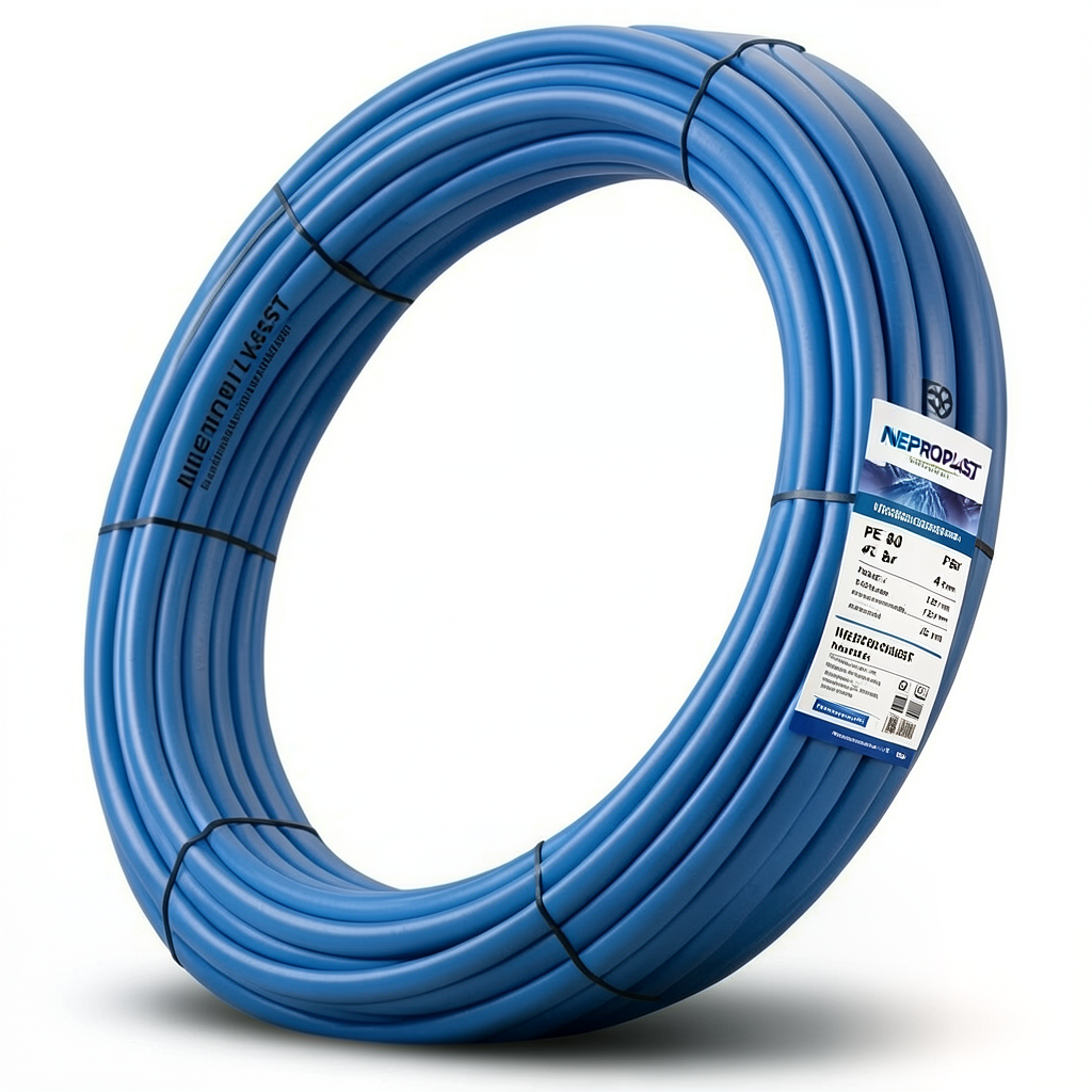 HDPE Pipes PE 80 Pressure 4 Bar Outside Diameter 125 mm Thickness 3.9 mm Blue | NEPROPLAST