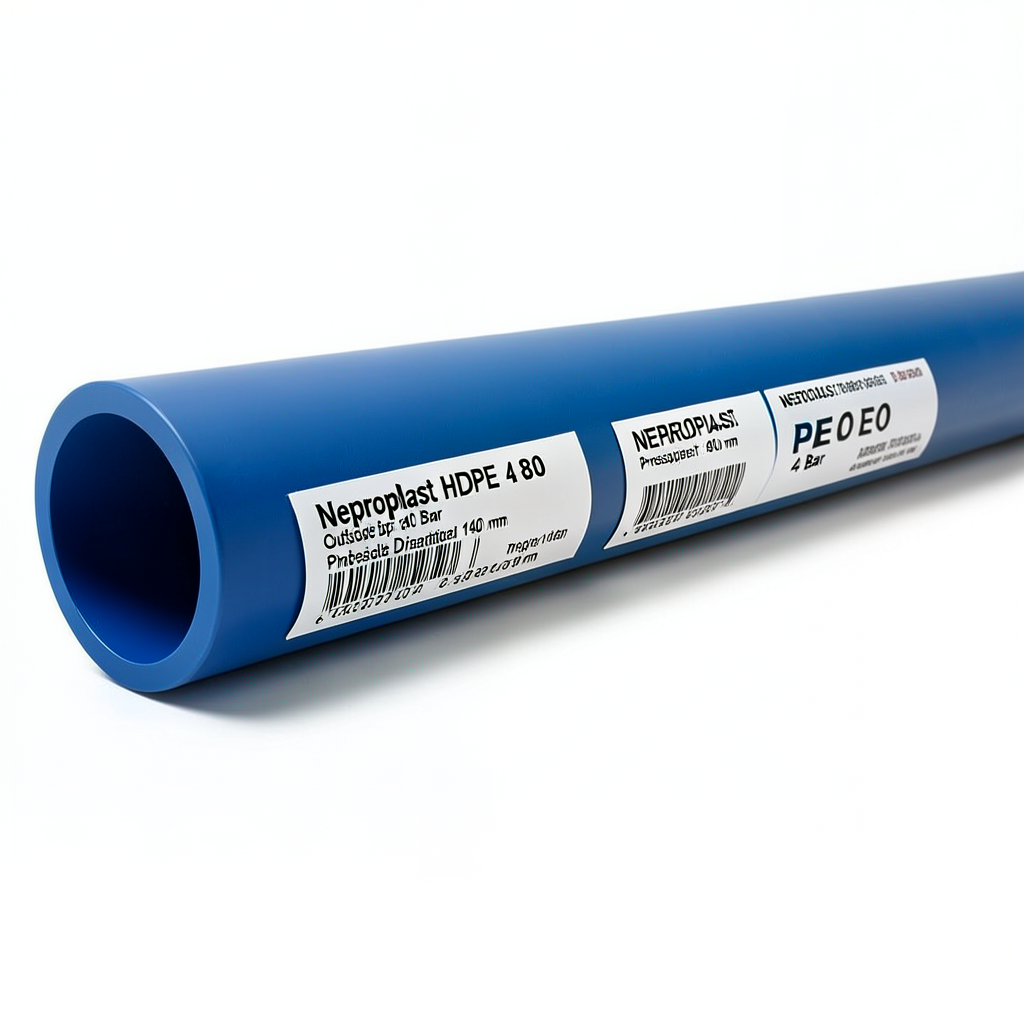 مواسير HDPE نيبروبلاست PE 80 ضغط 4 بار قطر خارجي 140 مم سمك 4.3 مم لون ازرق | نيبروبلاست