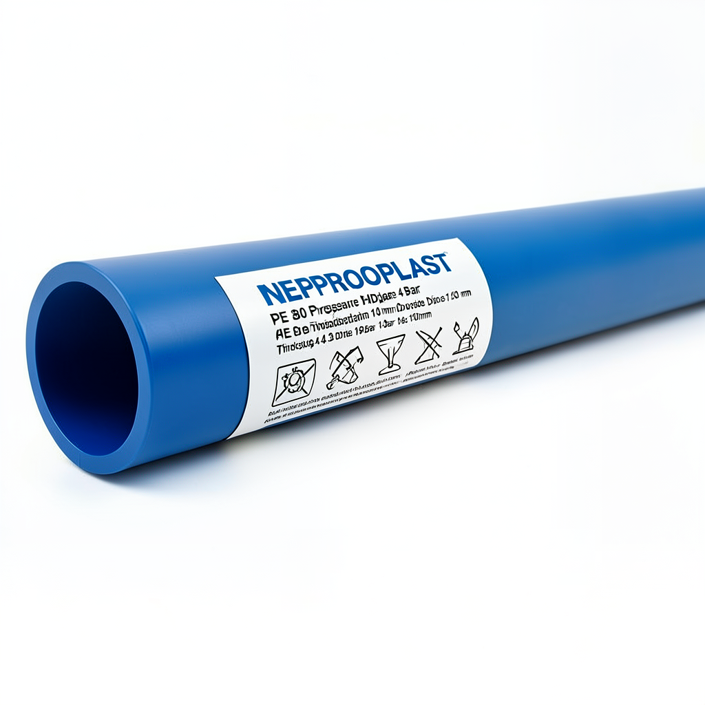 مواسير HDPE نيبروبلاست PE 80 ضغط 4 بار قطر خارجي 140 مم سمك 4.3 مم لون ازرق | نيبروبلاست