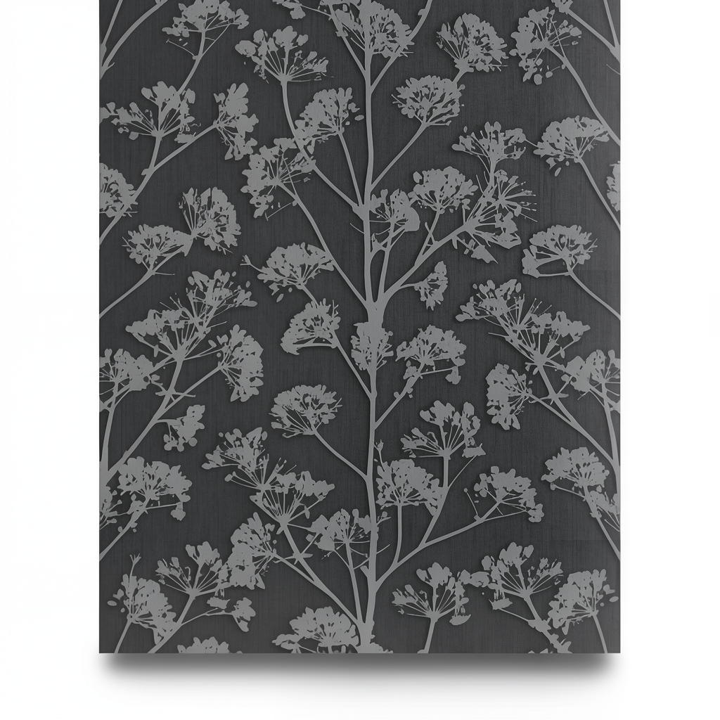Floral Wall Decoration 10m x 0.53m Dark Gray Model 10029-15