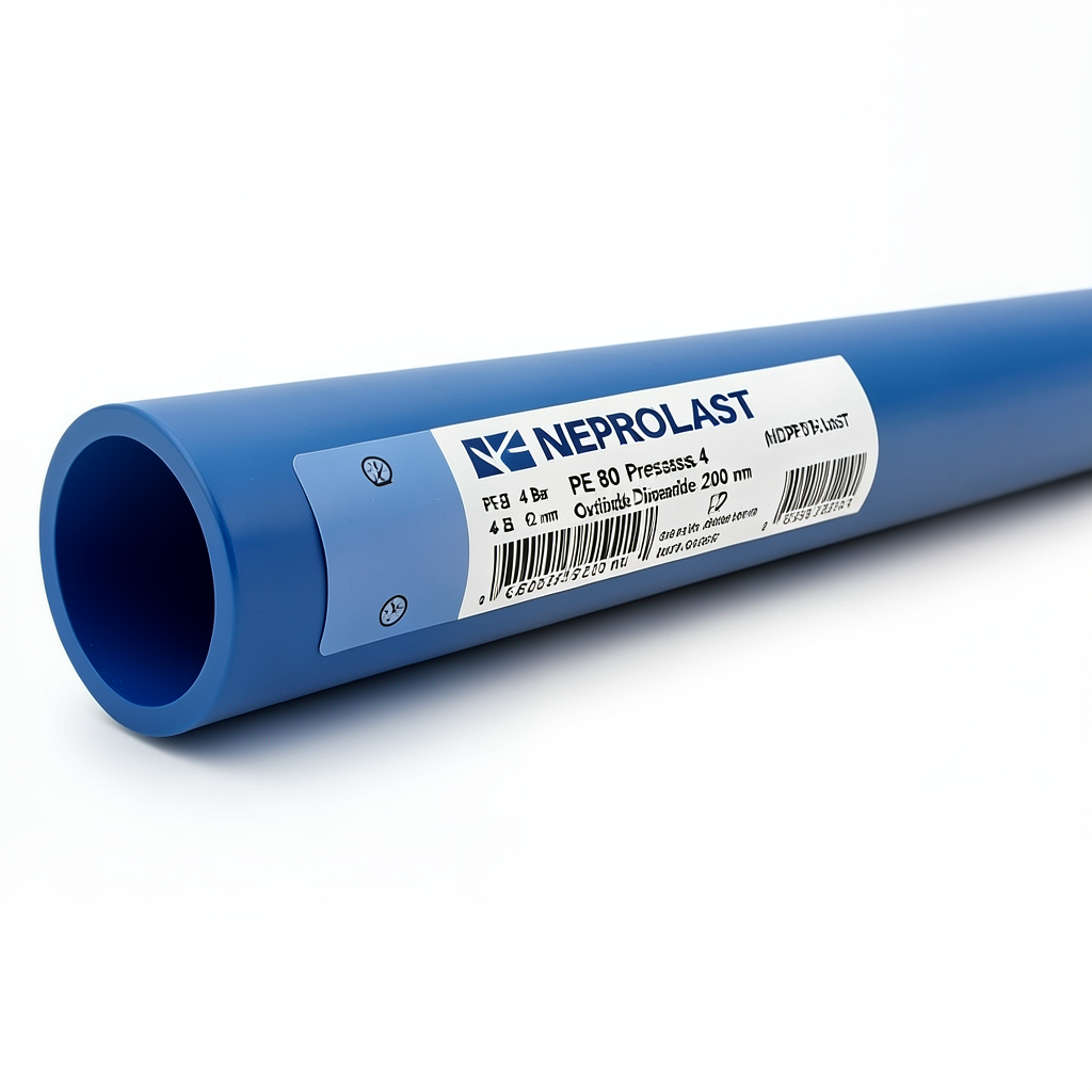 مواسير HDPE PE 80 ضغط 4 بار قطر خارجي 200 مم سمك 6.2 مم لون ازرق | نيبروبلاست