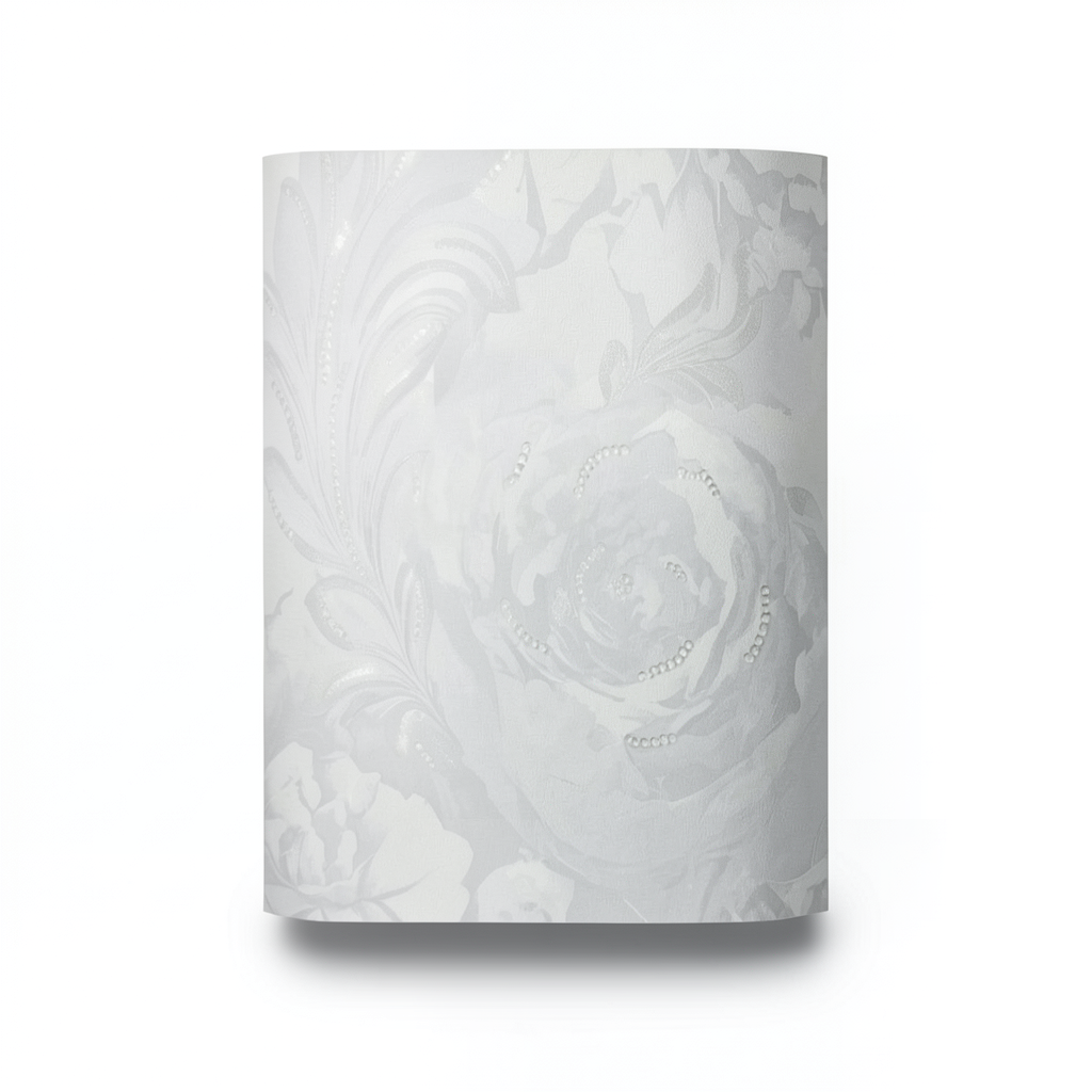 Italian Wallpaper Floral Design Pale Gray Color, Size 10mx0.70m, Model 14120