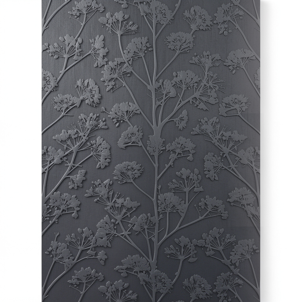 Floral Wall Decoration 10m x 0.53m Dark Gray Model 10029-15