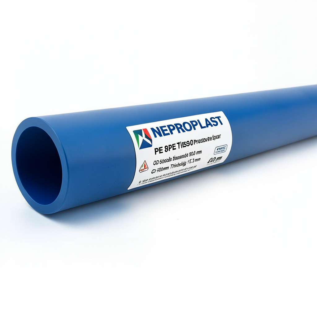 HDPE Pipes PE 80 Pressure 4 Bar Outside Diameter 500 mm Thickness 15.3 mm Blue | NEPROPLAST